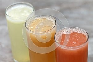 Glasses with different juices