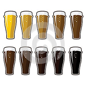 glasses with different varieties of beer