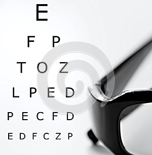 Glasses on display on a table at an optician shop