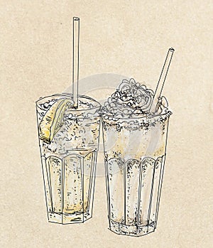 Glasses with drinks,cocktail