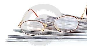 Glasses eBook reader isolated on white