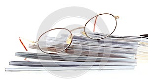 Glasses eBook reader isolated on white