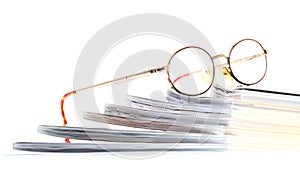 Glasses eBook reader isolated on white