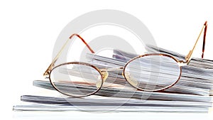 Glasses eBook reader isolated on white