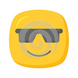 Glasses on emoji face showing concept icon of cool emoji, proud emoji