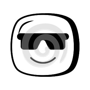 Glasses on emoji face showing concept icon of cool emoji, proud emoji