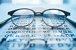 Glasses on Eye Exam Chart Concept