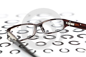 Glasses on eye test