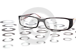 Glasses on eye test