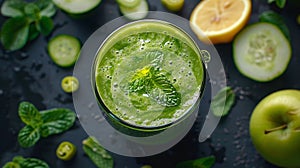 Glasses Filled With Green Smoothies