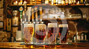 Glasses filled with refreshing draught beer, ready to be enjoyed. Ai Generated
