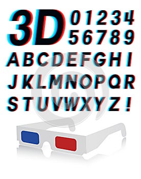 Glasses font stereoscopic 3d effect