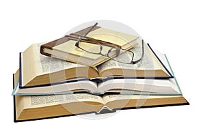 Glasses on four books
