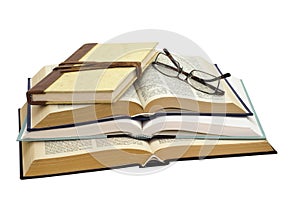 Glasses on four books
