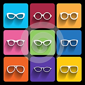 Glasses frame icons. Vector illustration.