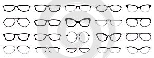 Glasses frames. Eyewear silhouettes, glasses frames, optical lens frame, hipster spectacles. Fashion optics eyewear