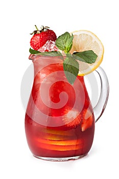 Glasses of fruit drinks with ice cubes