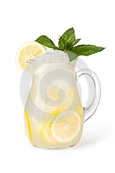 Glasses of fruit drinks with ice cubes