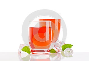 Glasses of fruit flavored drinks