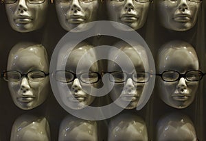Glasses on head mannequin optic shop
