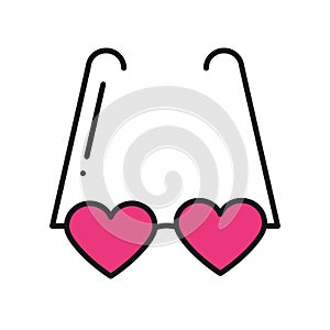 Glasses. Heart shape spectacles icon. Happy Valentine day sign and symbol. Love, couple, relationship, holiday, romantic