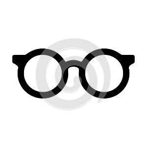 Glasses icon. Round glasses icon. Black glasses silhouette isolated on white