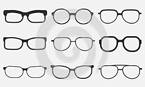Glasses icon set isolated on white background. Vector illustration.