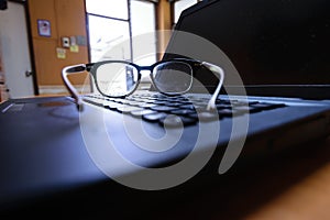 Glasses on keyboard