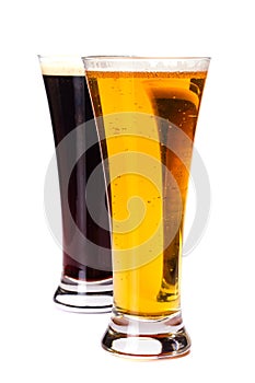 Glasses lager and dark beer