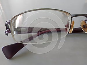 A glasses lens on frame