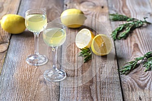 Glasses of limoncello