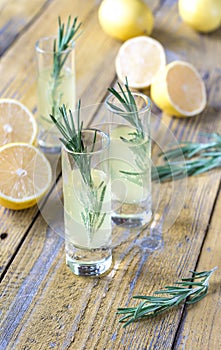 Glasses of limoncello