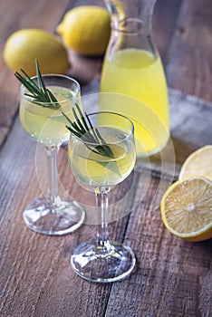 Glasses of limoncello