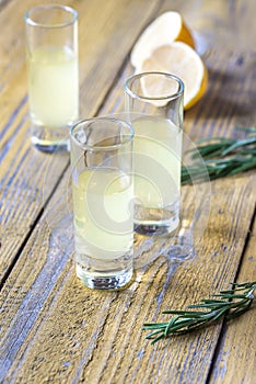 Glasses of limoncello