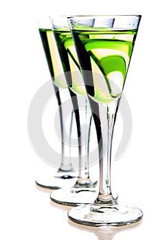 Glasses of liqueur