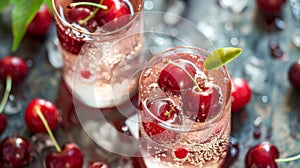 Glasses With Liquid and Cherries