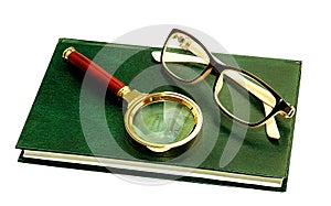 Glasses magnifying glass sight to see an increase reading book s