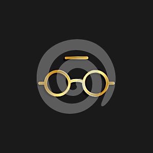 glasses, mark, unread gold icon. Vector illustration of golden