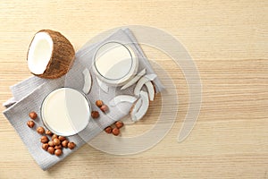 Glasses with milk substitute and nuts