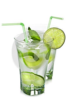 Glasses of mojito isolated