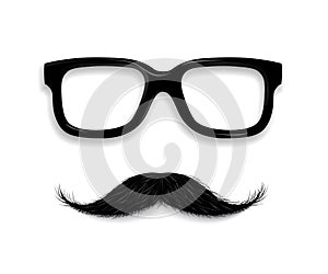 Glasses, moustaches vector illustration isolated on white background