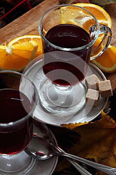 Glasses of mulled wine.