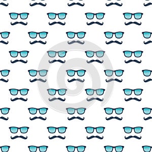 Glasses and mustache seamless pattern.
