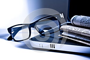 Glasses on notebook
