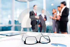 Glasses on office desk