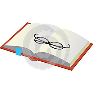 Glasses on open book vector education icon