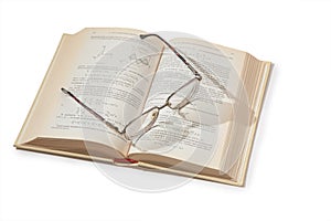 Glasses on opening textbook