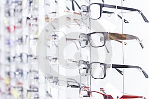 Glasses, Optical glass store, A number of glasses at opticians.