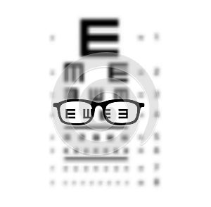 Glasses Optician In E chart Eye test blurred, Vision Of Eyesight medical ophthalmologist Optometry testing board chart