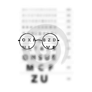 Glasses Optician In Monoyer chart Eye test blurred, Vision Of Eyesight medical ophthalmologist Optometry testing board